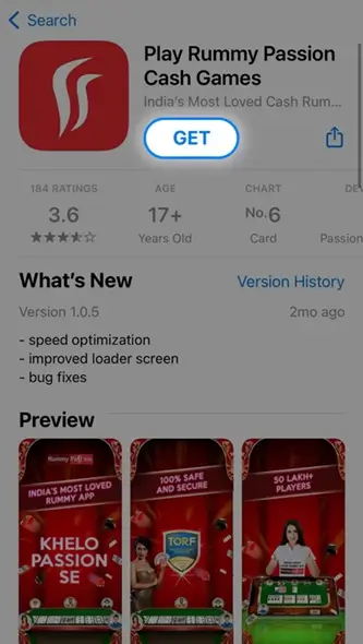 search rummy passion on app store
